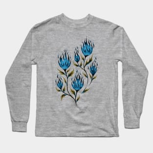 Fire Flower - Gold Blue Long Sleeve T-Shirt